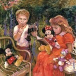 Sheri Figurative Artwork Reading to Minnie